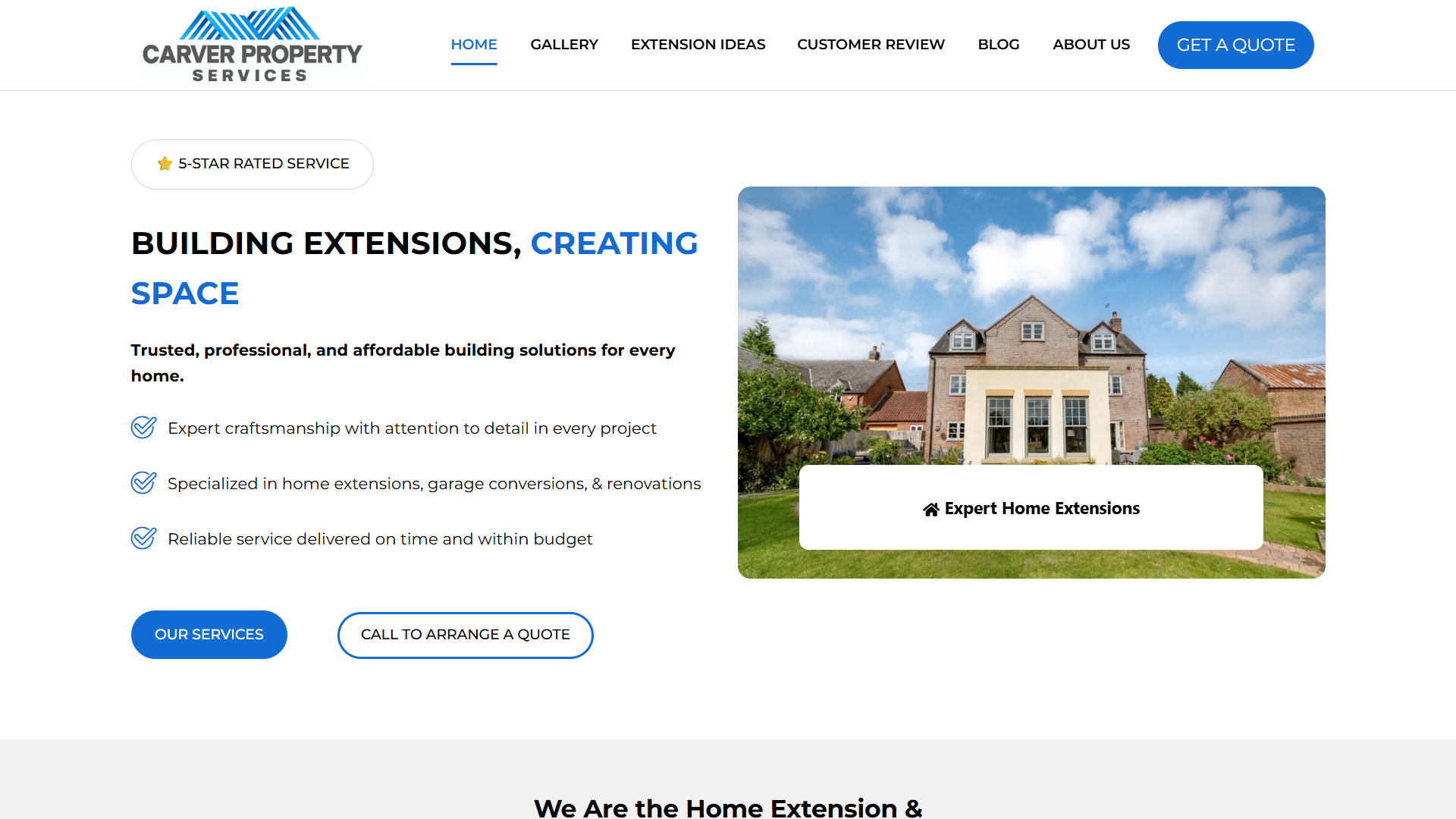 Carver Property Services website screenshot