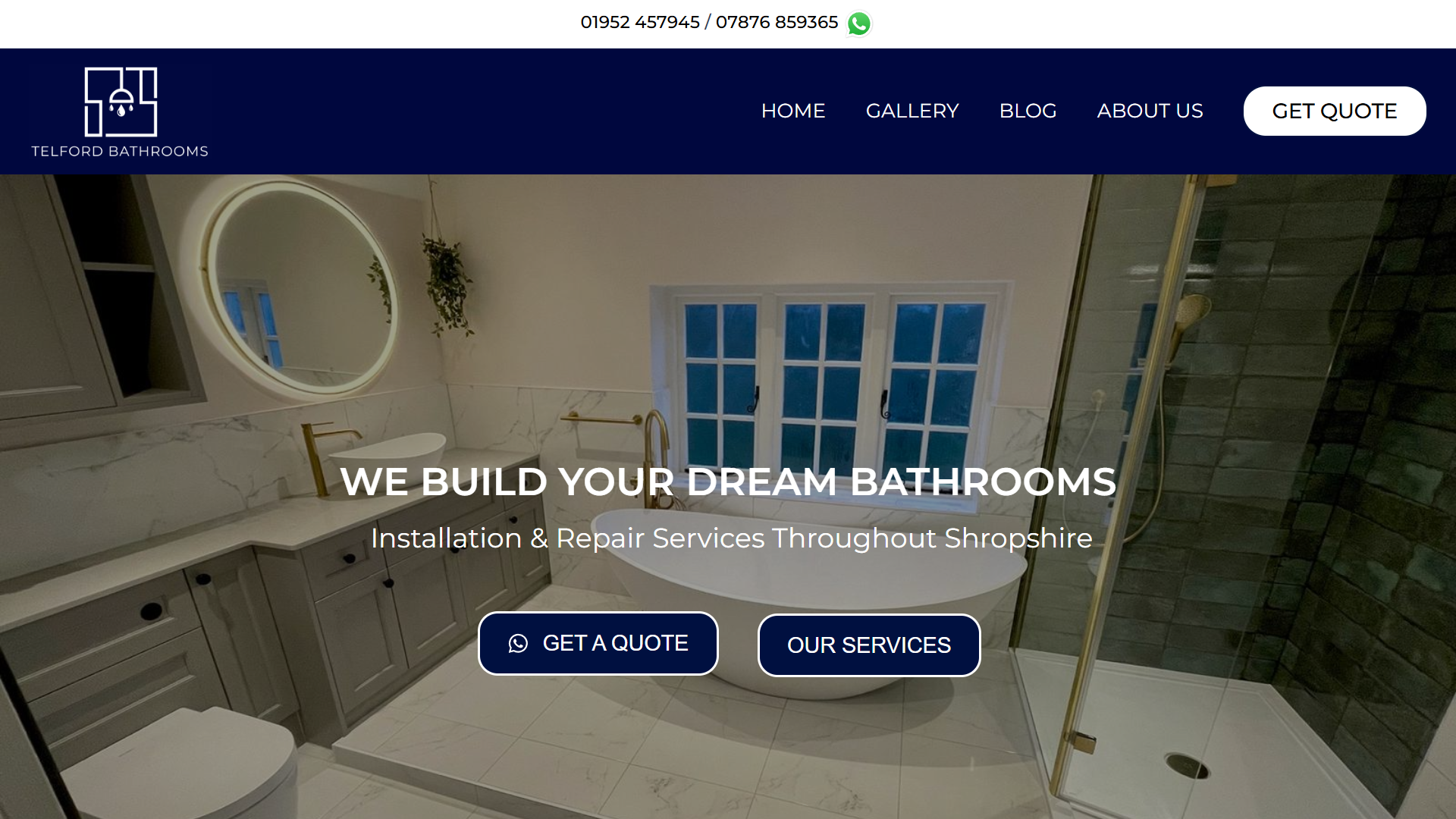 Telford Bathrooms website screenshot