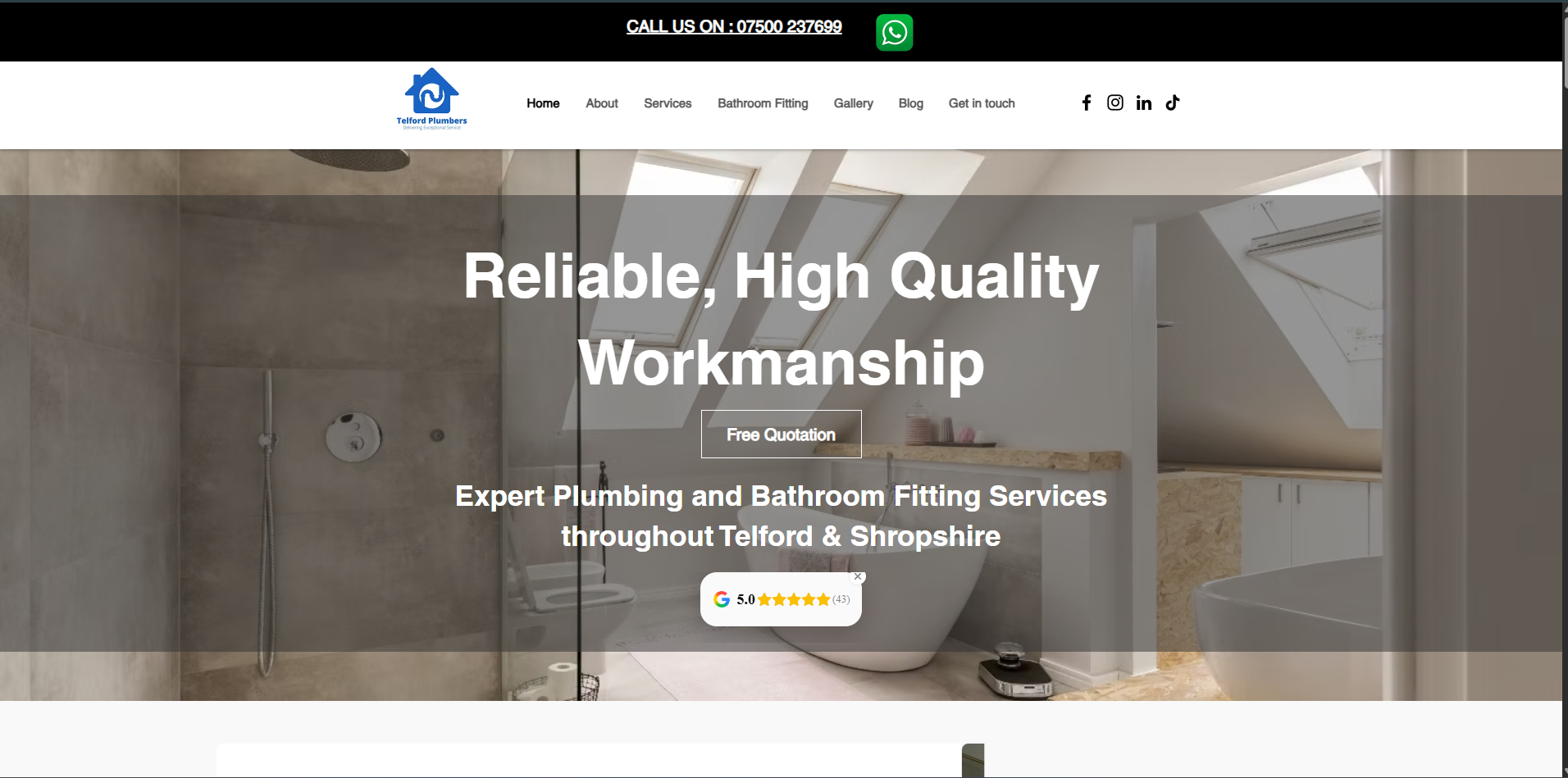 Telford Plumbers website redesign screenshot